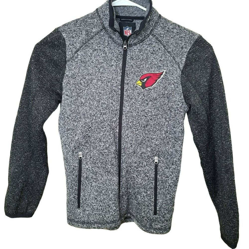 GIII Apparel AZ Cardinals Full Zip Womens SM Black Heather Gray Knit Zip Pockets